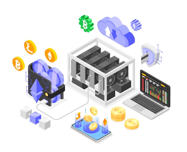 Illustrazione isometrica blockchain