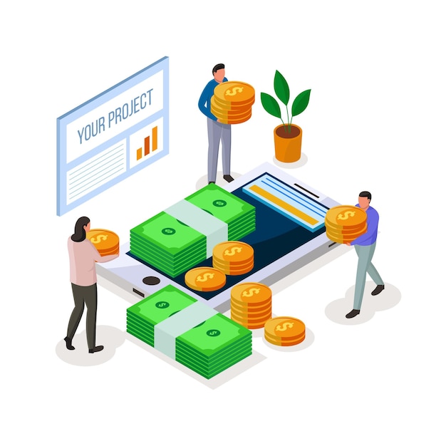 Illustrazione isometrica del progetto di crowdfunding