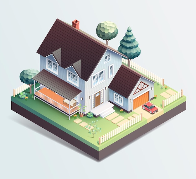 Illustrazione isometrica dell'edificio della casa familiare