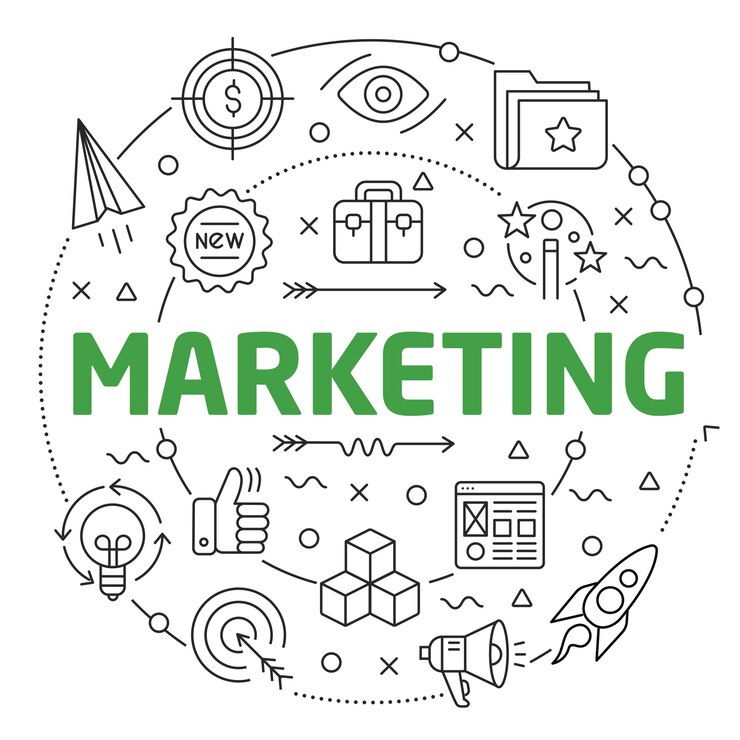 Vettore illustrazione lineare per presentazioni nel marketing circolare
