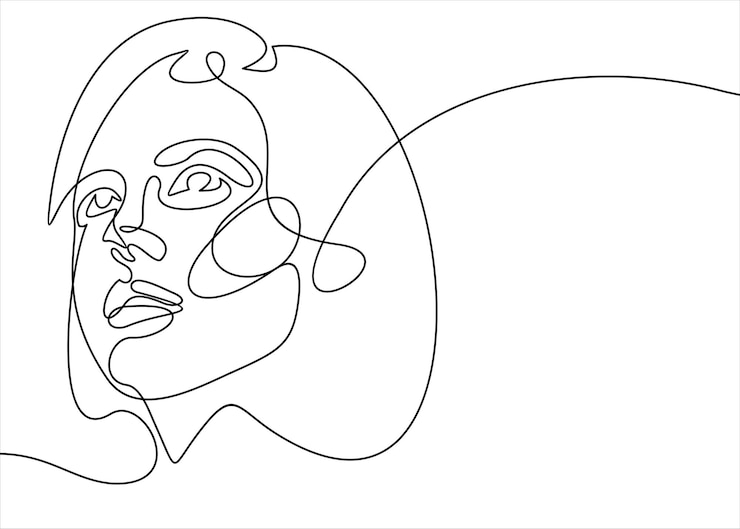 Vettore illustrazione lineart vettoriale della testa della donna disegno in stile one line logo minimalista woman line art