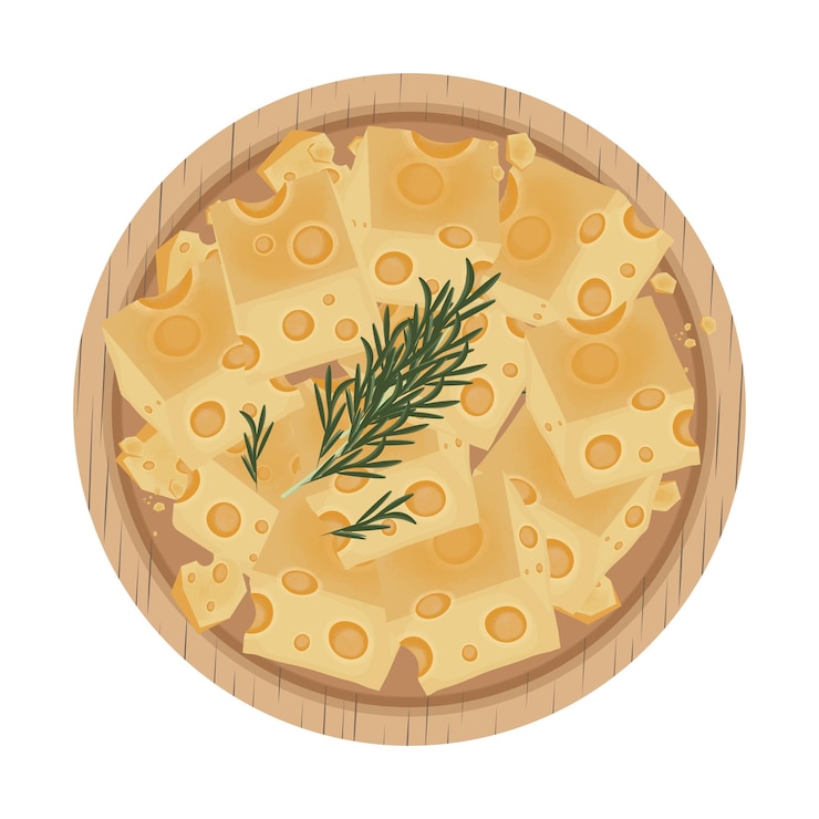 Vettore illustrazione logo clipart top view cubini di formaggio formaggio emmental