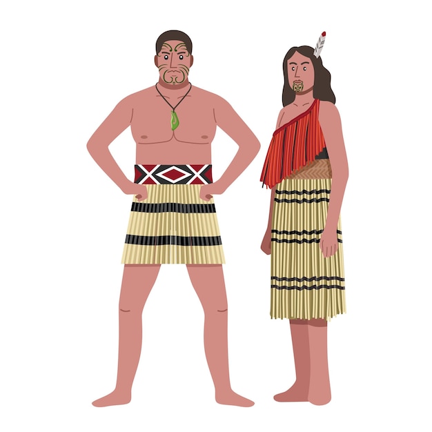 Illustrazione Maori uomo e donna