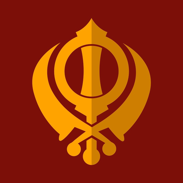 Vettore illustrazione minimalista vettoriale del simbolo sacro di khanda, un simbolo religioso per i sikh