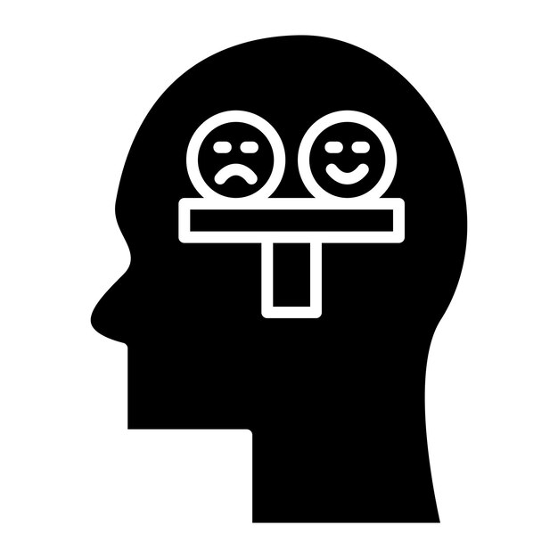 Illustrazione nera solida del glifo dell'emozione dell'equilibrio