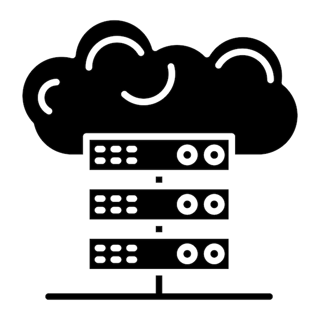 Illustrazione nera solida del glifo di archiviazione cloud