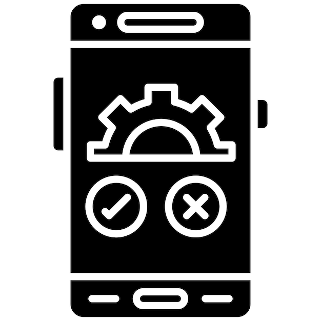 Illustrazione nera solida del glifo di test Qa
