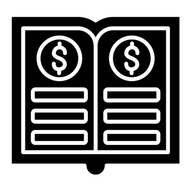 Illustrazione nera solida di General Ledger Glyph