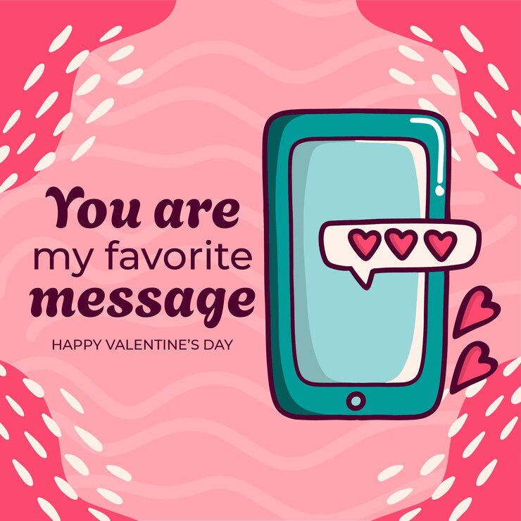 Vettore illustrazione per smartphone disegnata a mano per la festa di san valentino