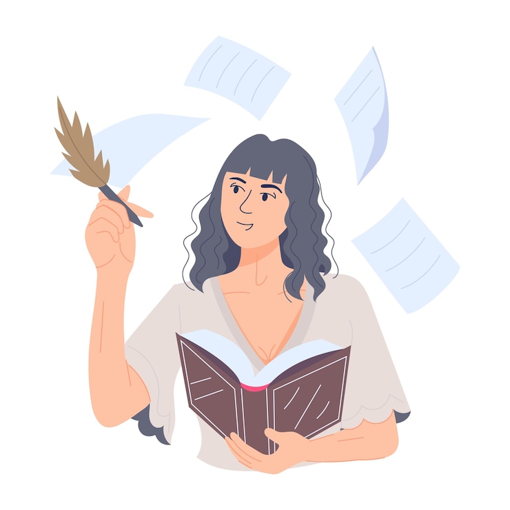Vettore illustrazione piana dei libri di studio della ragazza