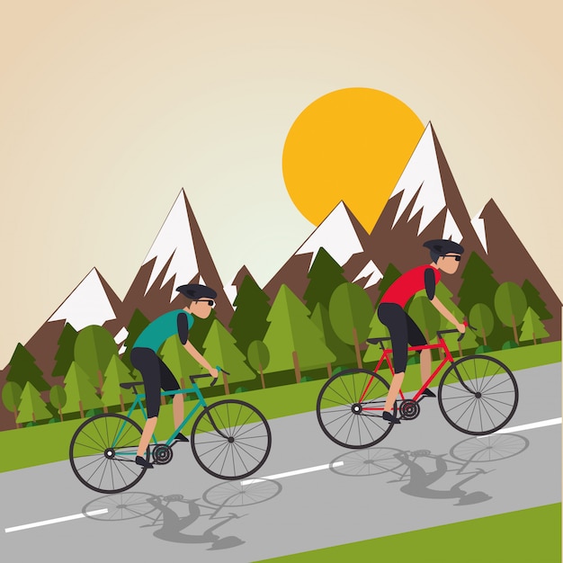 Illustrazione piana del lifesyle della bici