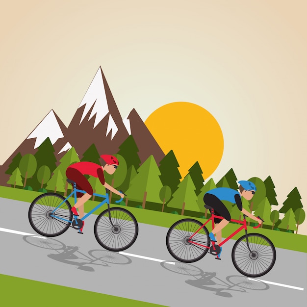 Illustrazione piana del lifesyle della bici