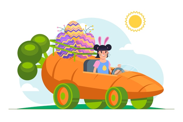 Illustrazione piana dell'automobile di pasqua