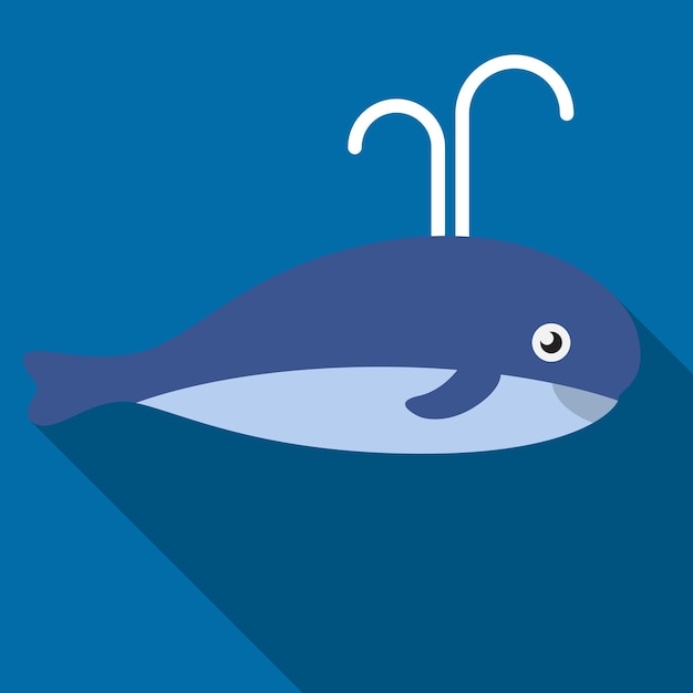 Illustrazione piana dell'icona della balena isolata simbolo del segno di vectro