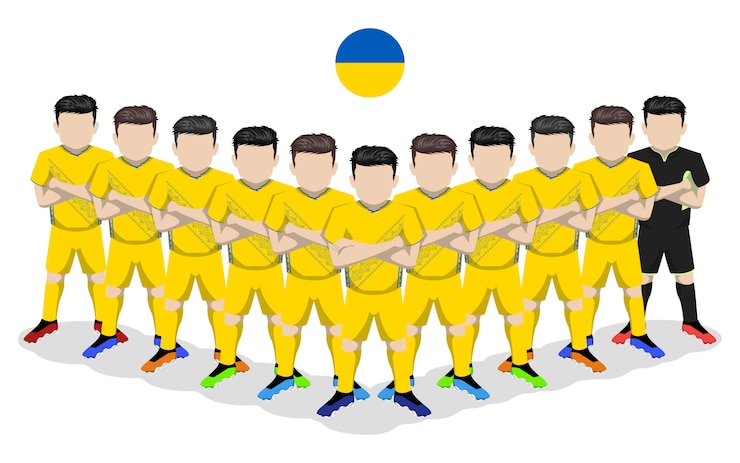 Vettore illustrazione piana della squadra di calcio nazionale ucraina per la competizione europea