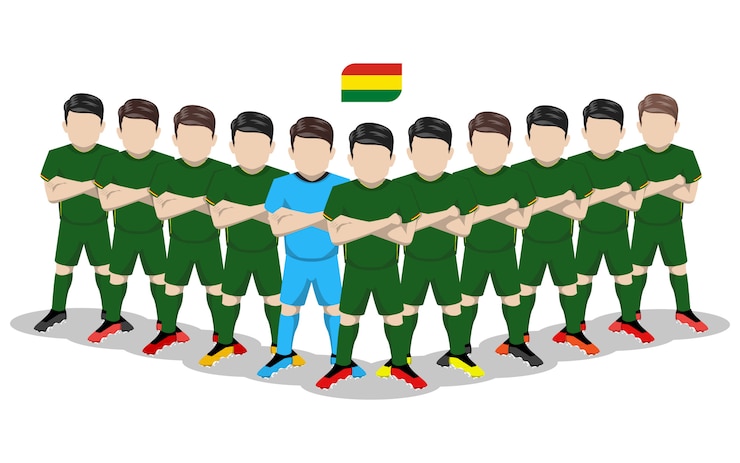 Vettore illustrazione piana della squadra di football americano nazionale della bolivia per la concorrenza del sudamerica