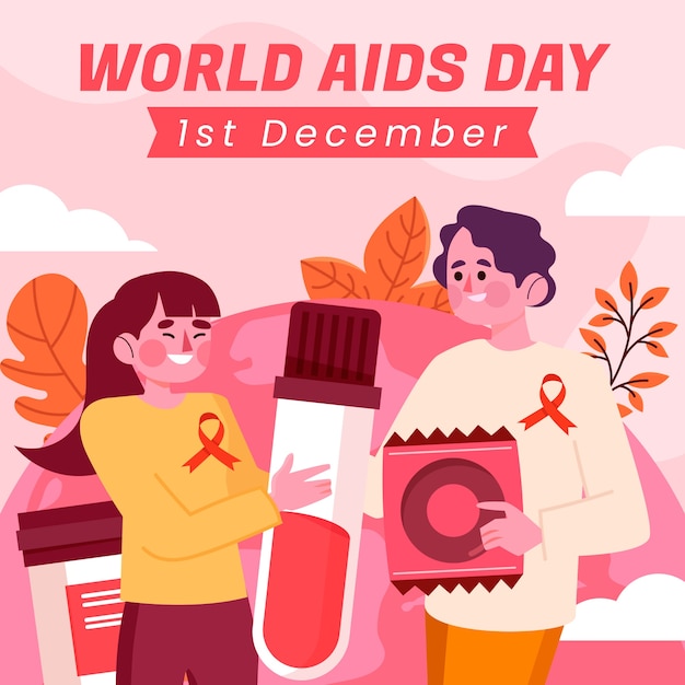 Illustrazione piana di giornata mondiale contro l'AIDS
