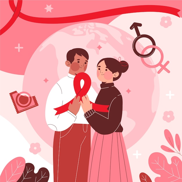 Illustrazione piana di giornata mondiale contro l'AIDS