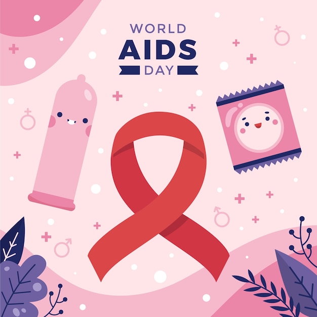 Illustrazione piana di giornata mondiale contro l'AIDS
