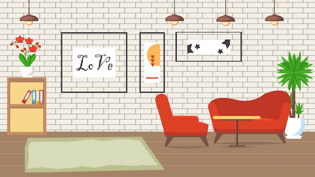 Illustrazione piana di vettore di progettazione del salone.