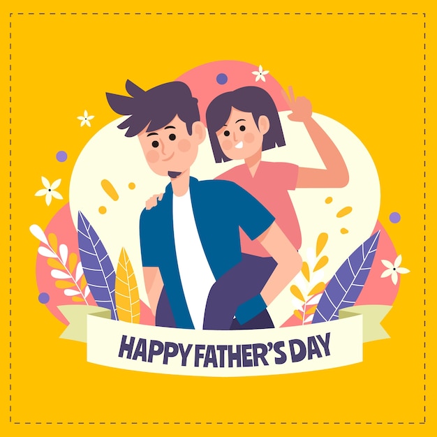 Illustrazione piana disegnata a mano di festa del papà