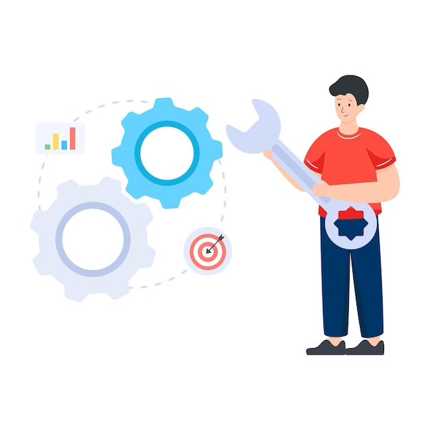 Illustrazione piatta alla moda del servizio di marketing