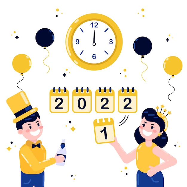 Illustrazione piatta che cambia anno