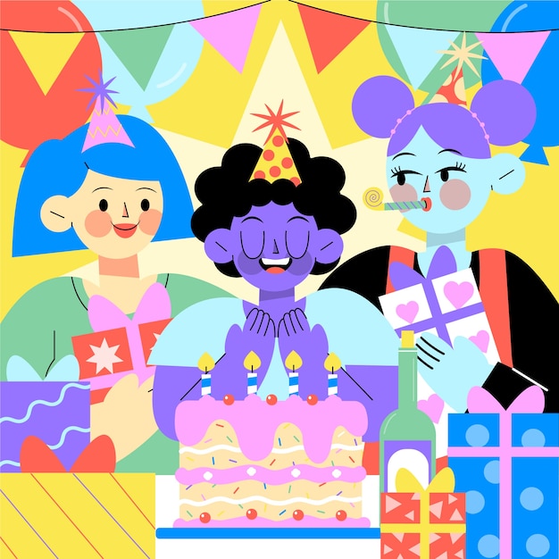 Illustrazione piatta del compleanno