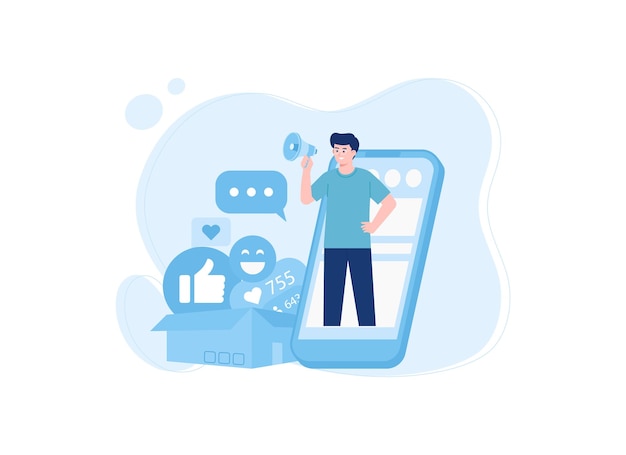 Illustrazione piatta del concetto di tendenza dell'influencer