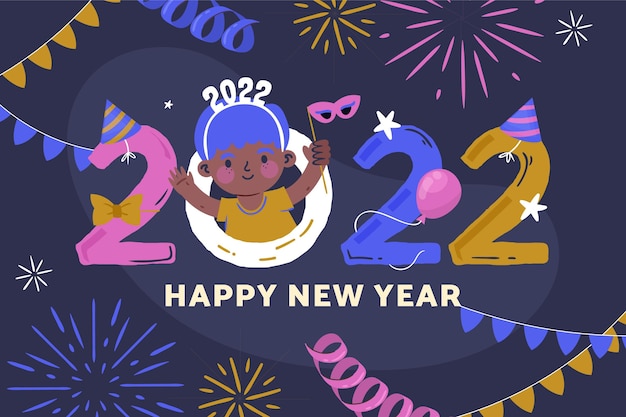 Illustrazione piatta del nuovo anno disegnata a mano