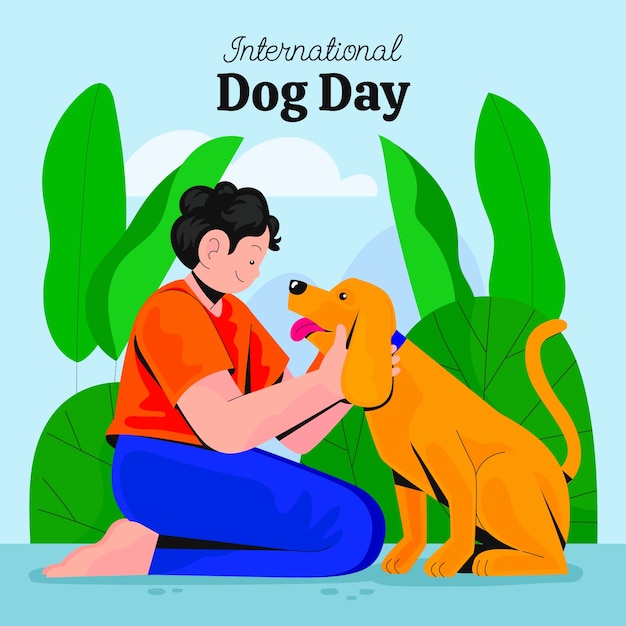 Illustrazione piatta della giornata internazionale del cane