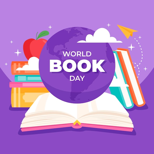 Illustrazione piatta della giornata mondiale del libro