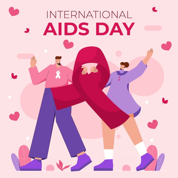 Illustrazione piatta della giornata mondiale dell'AIDS