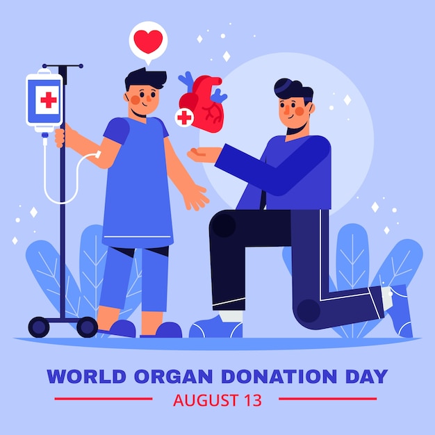 Illustrazione piatta della giornata mondiale della donazione di organi