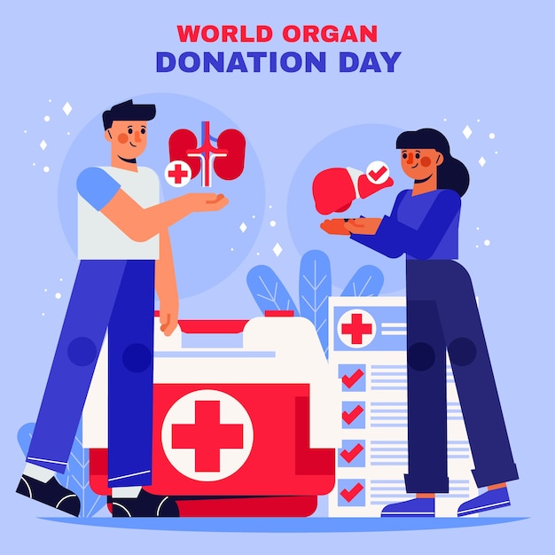 Illustrazione piatta della giornata mondiale della donazione di organi