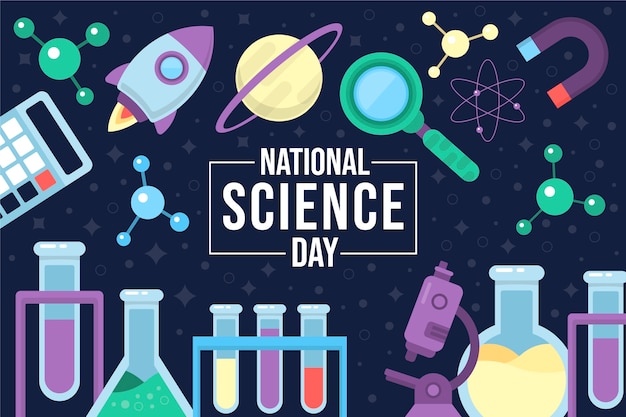 Illustrazione piatta della giornata nazionale della scienza
