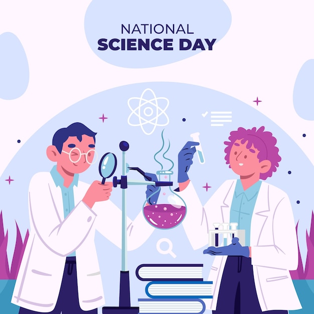 Illustrazione piatta della giornata nazionale della scienza