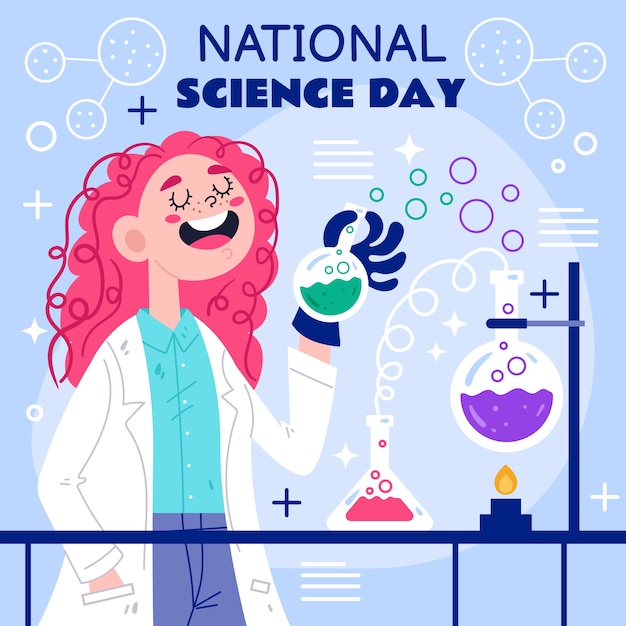 Illustrazione piatta della giornata nazionale della scienza