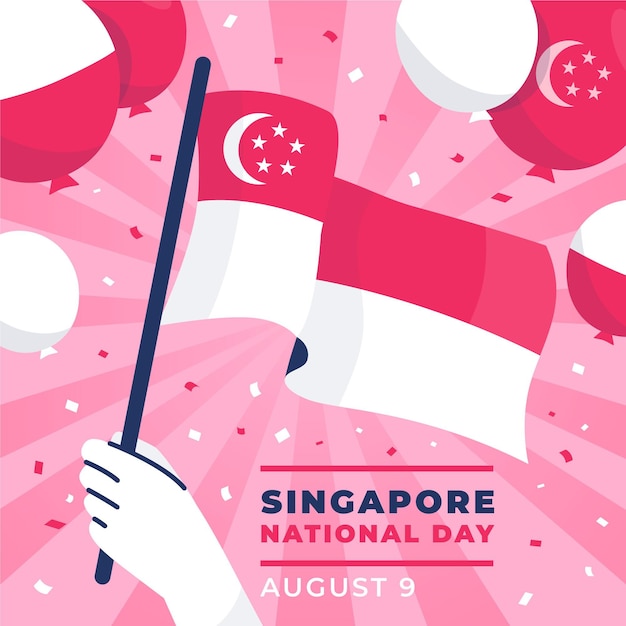 Illustrazione piatta della giornata nazionale di singapore
