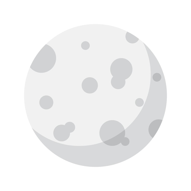Illustrazione piatta della luna piena su sfondo bianco