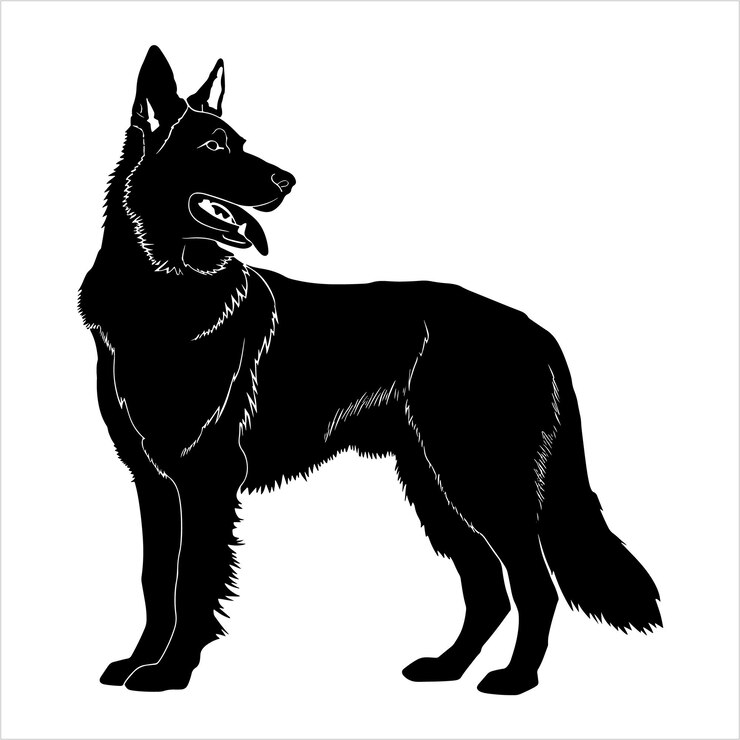 Vettore illustrazione piatta della silhouette del pastore tedesco