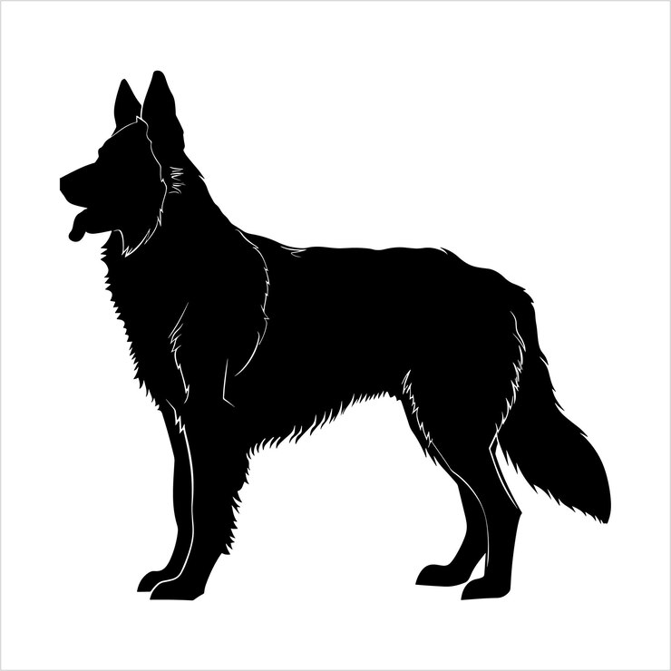 Vettore illustrazione piatta della silhouette del pastore tedesco