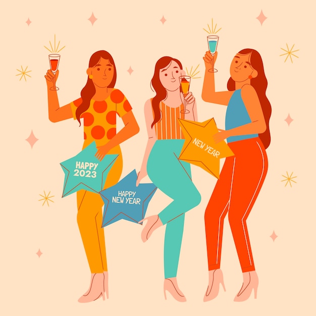 Illustrazione piatta di celebrazione di capodanno