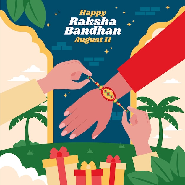 Illustrazione piatta di raksha bandhan