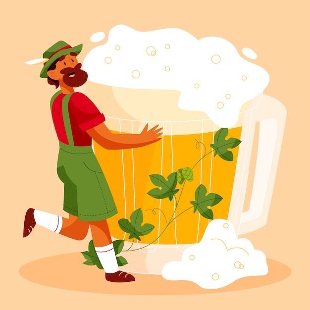Illustrazione piatta disegnata a mano dell'Oktoberfest