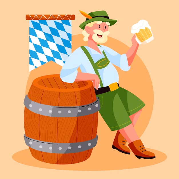 Illustrazione piatta disegnata a mano dell'Oktoberfest