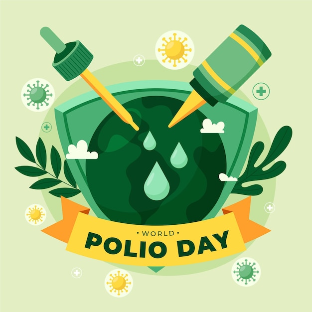 Illustrazione piatta disegnata a mano della giornata mondiale della polio