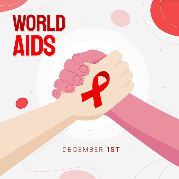 Illustrazione piatta disegnata a mano per la giornata mondiale dell'AIDS