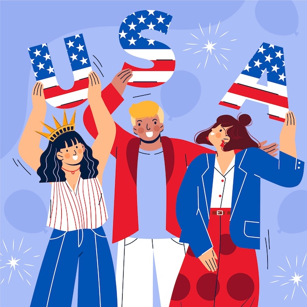 Illustrazione piatta per la celebrazione americana del 4 luglio