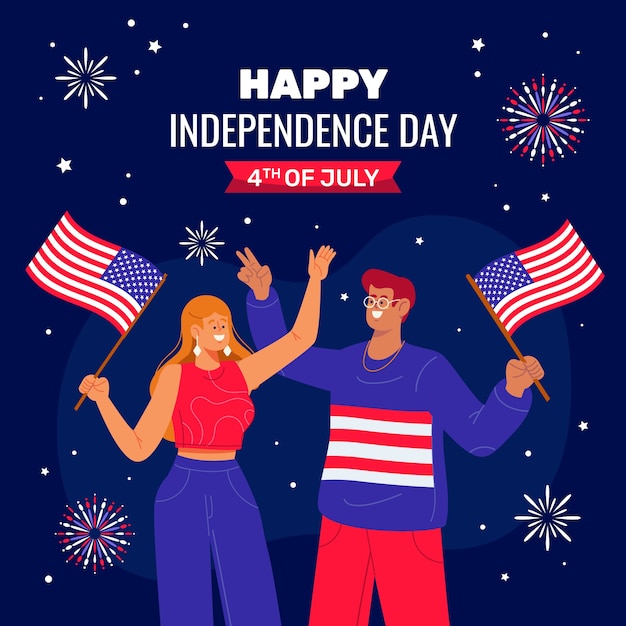 Illustrazione piatta per la celebrazione americana del 4 luglio